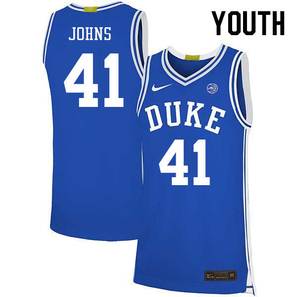 Youth #41 Max Johns Duke Blue Devils 2022-23 College Stitched Basketball Jerseys Sale-Blue